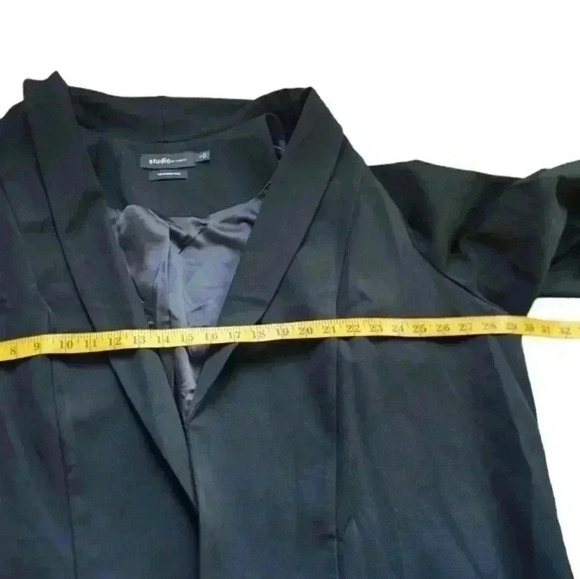 Torrid Studio Luxe Woven Open Front Blazer Women Plus 5X Deep Black Crop Staple - Picture 13 of 14